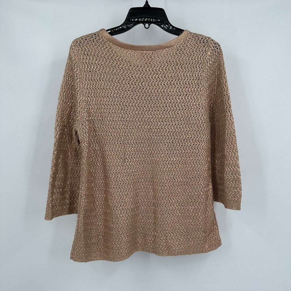 Chicos Womens Old Money Textured Knit Top Size 1 US M Copper Shimmer - Picture 2 of 8